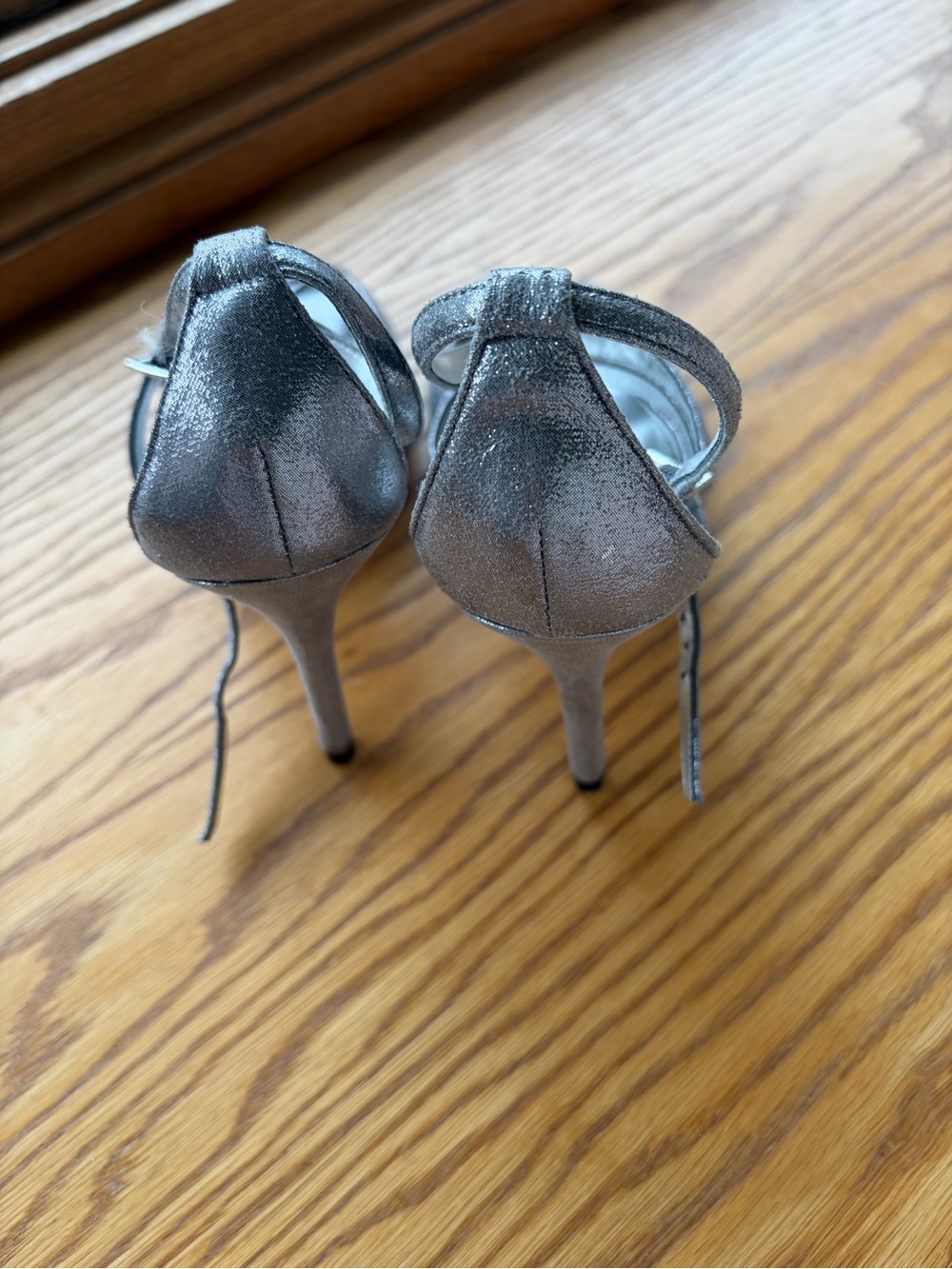 Nina Metallic Pewter Strappy Heels - Picture 3 of 5